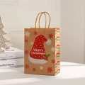 Christmas Kraft paper gift bag with Merry Christmas text and red polka dot hat design - Christmas Hat 022-1