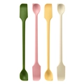 Silicone double-ended jam spatula set in green, pink, yellow, and cream white colors - Four-Piece Set / Multicolor