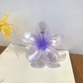 Elegant translucent purple frangipani hair claw clip with artistic floral gradient design - Purple 8cm