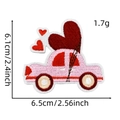Pink cartoon car with red heart embroidery patch showing size and weight details - Style 8 (Car with Heart)