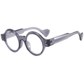 Klassische runde Punk-Sonnenbrille mit dickem grauem Rahmen und silbernen Nietendetails - Transparenter Grauer Rahmen Klare Linse