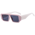 Pink rectangular frame sunglasses with thick white temples and dark grey lenses - One Size / Pink/Jelly White (C4)