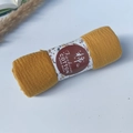 Pleated cotton viscose bubble shawl in mustard yellow color with natural wrinkle texture - Style #69