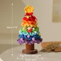 Rainbow crochet mini Christmas tree decoration with Santa doll on round wooden base - Handmade Crochet Finished Product / Violet Blue