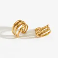Polished gold 316 stainless steel geometric striped ear cuffs in a modern spiral design - Gold Multi-layer Spiral Line Style (KG037)