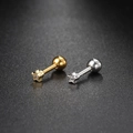 Star shaped gold and silver zircon ear studs with screw ball back in stainless steel - Row Star