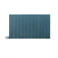 Dark blue rectangular silicone heat resistant mat with ribbed texture and hanging hole - Dark Blue