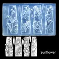3D silicone nail art mold featuring sunflower and rose designs for relief nail decor - CS-135 Sunflower