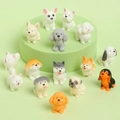 Set of 13 cute flocked resin puppy figurines including Corgi and Pug for DIY pendants - Mixed Non-flocked Dogs