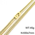 Χρυσό hip hop κολιέ 650x7mm με αναδιπλούμενο κούμπωμα και γυαλισμένο φινίρισμα - Χρυσό (KN285568-KFC)