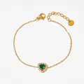 Bracciale a cuore dorato con gemma verde e pavé di cristalli bianchi scintillanti - Stile Gemma Cuore Verde Oro (SBK146)