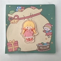 Cute cartoon girl acrylic keychain with Christmas themed illustration card background - Pink Dress Girl (Acrylic Piece Only)
