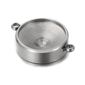 Macro view of silver stainless steel birthstone tray pendant with dual side rings - Silver Round 2-Loop Bezel Tray (KLJ6738-Z)