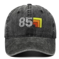 Gorra de béisbol vintage de algodón lavado con bordado 85 y diseño retro - Negro 85 (40 Años)