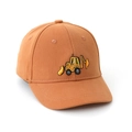 Close-up of yellow excavator embroidery on orange cotton baseball cap for kids - 52CM (2-6 Years) / Caramel color