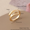 Bague ajustable en cuivre plaqué or avec oxyde de zirconium et design minimaliste double couche - Bague Ouverte Taille 7