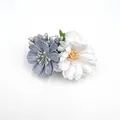 Elegant artificial flower hair clips in blue and white with silver berry accents - Style 8 (Blue-Grey & White Handmade Flower)