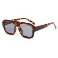 Oversized square tortoiseshell sunglasses with grey lenses and retro thick frame for women - Tortoise Light Gray