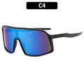 Oversized outdoor cycling sunglasses C4 with black frame and blue mirrored lenses - Black Frame Blue Mirrored Lens