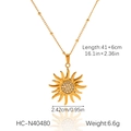 Detailed dimensions of gold sun heart pendant necklace with measurements and weight info - Gold Sun Pendant Necklace (HC-N40480) / Gold