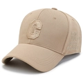 Khaki Baseballkappe aus Ananasstoff mit C-Buchstabenstickerei und Seitenslogan - Verstellbar / Dunkelbeige