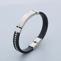 Black silicone bracelet with steel ID plate featuring The Lord's Prayer engraving - Lord's Prayer Steel Color (KB186170-JZ)