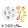 DIY food silicone mold B808 featuring 6 miniature shapes for tiny donuts and hotdogs - Mini Food Breakfast Shaped Mold (B808) / Gray