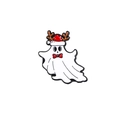 Cute white ghost enamel pin wearing red reindeer antlers and a festive bowtie - Ghost with Reindeer Antler Christmas Hat (CZ0432-4)