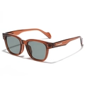 Retro square tortoiseshell sunglasses with brown frame and grey lenses in 45-degree view - Cool Brown