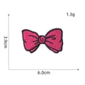 Detailed size chart of rose red embroidered bow patch with 6.0cm width and 3.9cm height - Bow