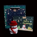 Snowman velvet jewelry box set with green gift bag and Merry Christmas card - Snowman Box (Dark Green Bag Set)
