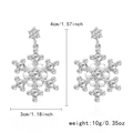 Silver snowflake earrings with white pearls and rhinestones, size 4x3cm, 10g weight - Silver Clear Stone Pearl Style