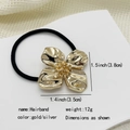 Eleganter goldener Blumen-Haargummi mit 3,8x3,5 cm Legierungsanhänger für Pferdeschwanz - Goldene Blütenstaubblätter