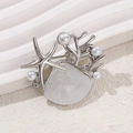 Silver starfish brooch with coral branches, pearls and seashell detail in ocean theme - Ocean Starfish Shell Style (YNCP5802银色)