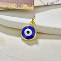 Detailed macro view of an enamel evil eye pendant with a polished gold plating finish - Pendant Only-Navy Blue
