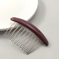 Deep burgundy resin hair comb with ten silver metal teeth for elegant hairstyling - Burgundy