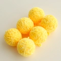 Set of six soft yellow chenille yarn balls for Christmas DIY crafts and decorations - Lemon Yellow