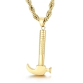 Colgante de martillo dorado estilo hip hop con mango texturizado y cadena de cuerda - Estilo Dorado (KP100853-LK)