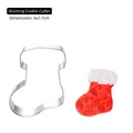 Silver stainless steel Christmas stocking cookie cutter, 6x7.7cm festive baking tool - Sock Cookie Cutter