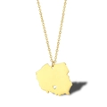 Golden minimalist Poland map necklace with heart cutout detail on polished chain - Poland Capital - Gold