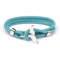 Blue braided Milanese cord bracelet featuring a silver whale tail nautical anchor clasp - Silver Whale Tail Buckle / Sky Blue