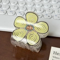 Transparent flower hair claw clip with yellow petal patterns for elegant hairstyles - 5.3cm / Yellow