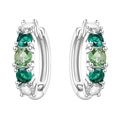 Boucles d'oreilles créoles en argent 925 serties de pierres rondes vertes et blanches - Créole avec Dégradé Vert Incrusté 4179-GN