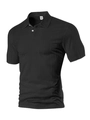 Detailaufnahme von schwarzem Herren-Poloshirt mit 3D-Gitterstruktur und Kragenetikett - S / Schwarz