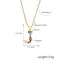 Colorful zircon letter J pendant on golden titanium steel chain with size info - Letter J