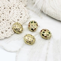 Colgantes ovalados bañados en oro 18K con circonitas de colores sobre encaje y plumas - Ovalado de Circonita de Colores
