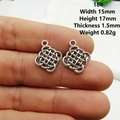 Paire de breloques nœud celtique en argent pour bijoux DIY de 15x17mm en alliage - Style 18 Noeud Tissé Carré