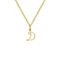 Collana in acciaio dorato con pendente a lettera D corsiva e piccolo cuore decorativo - Lettera D
