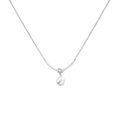 Elegante S925 Sterlingsilber Kette mit minimalistischem Knoten und weißer Süßwasserperle - Geknotete Perlenkette-Platinfarbe