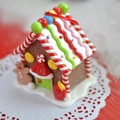 Christmas polymer clay gingerbread house ornament with red ribbon and mini gingerbread man - W#2#132 Style A